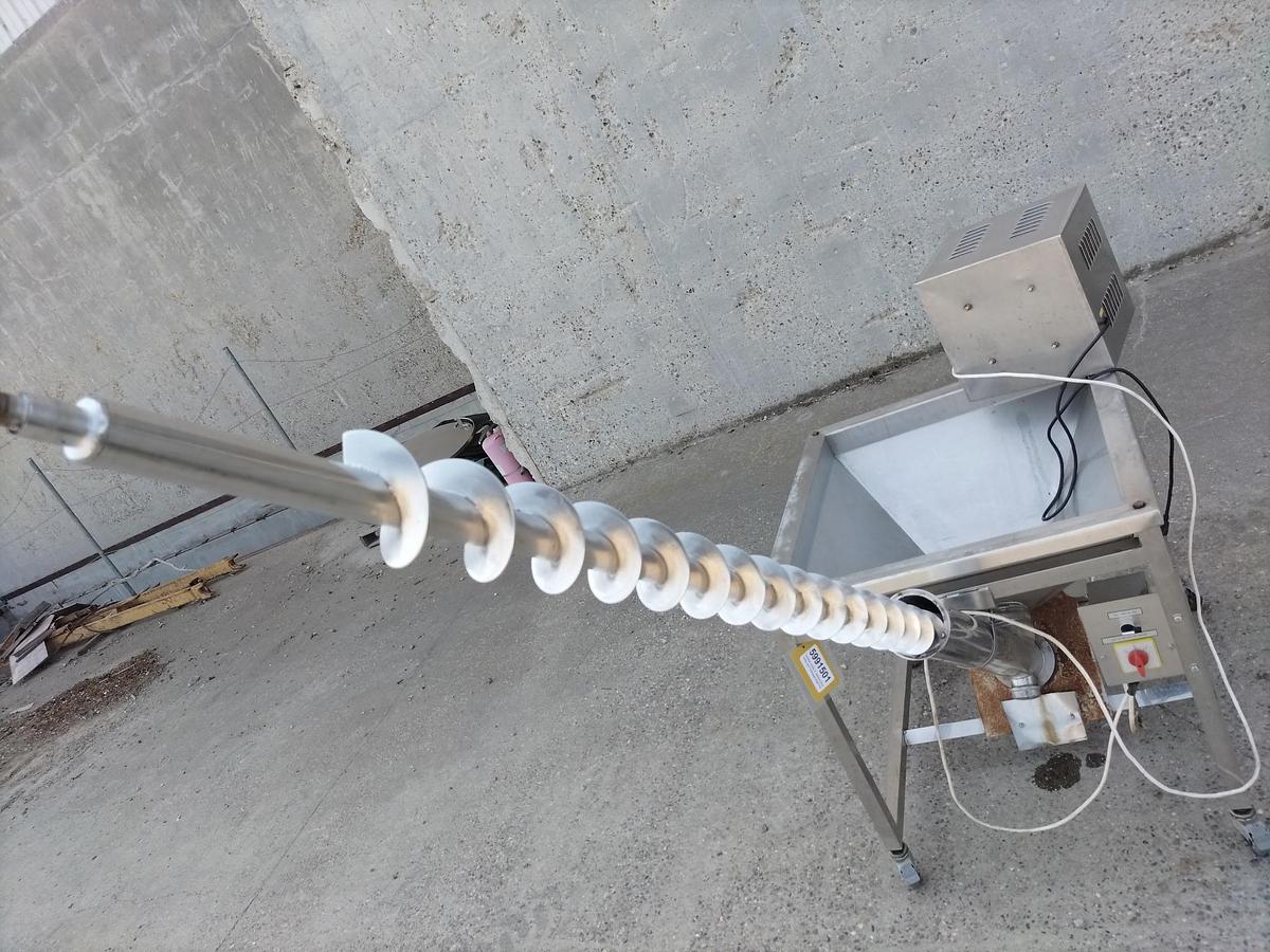 Used Conveyor, Screw, 4” x 91", Stainless Steel, Incline, 64.5" Discharge, #5991501