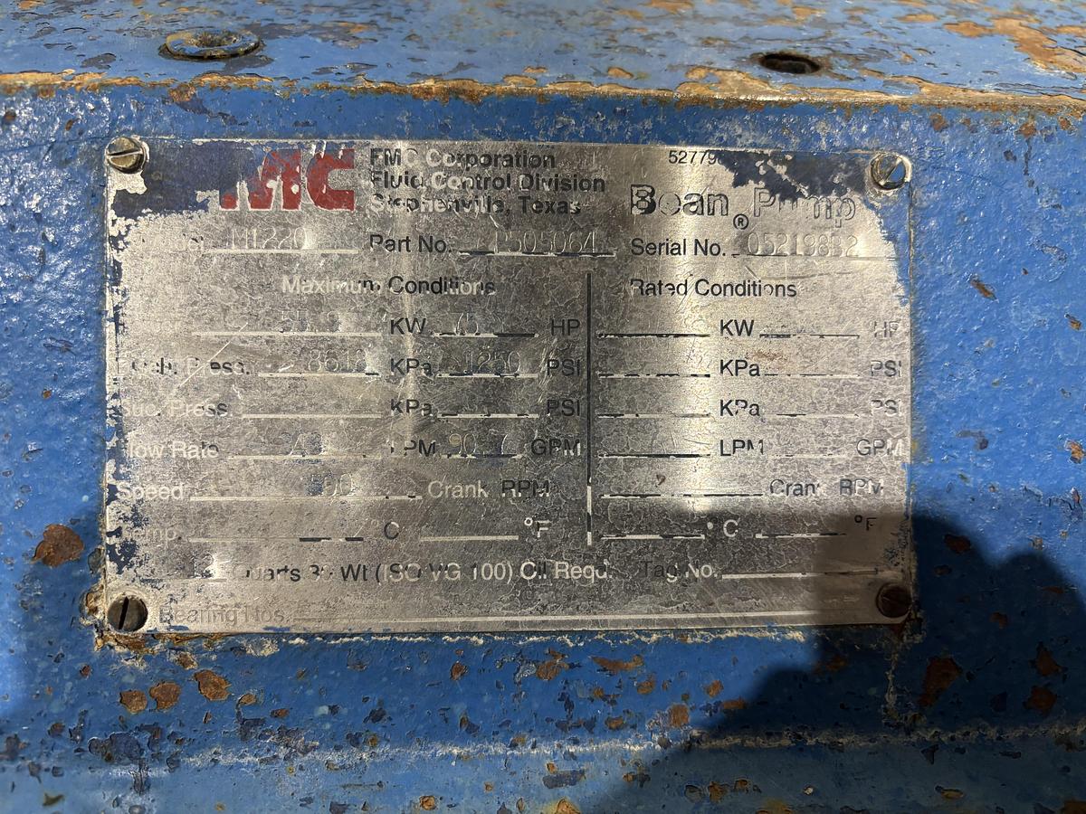 Used Pump, Piston, FMC M220 Bean Piston Pump, Ceramic, 75 HP #5991756