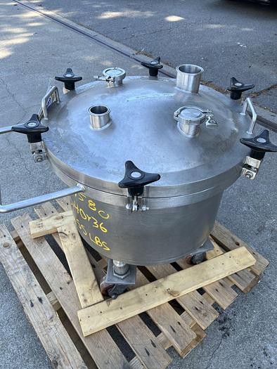 Used Tank, 26 Gallon, 100 Liter, 316 Stainless Steel, 17 PSI, Removable Top #S744580