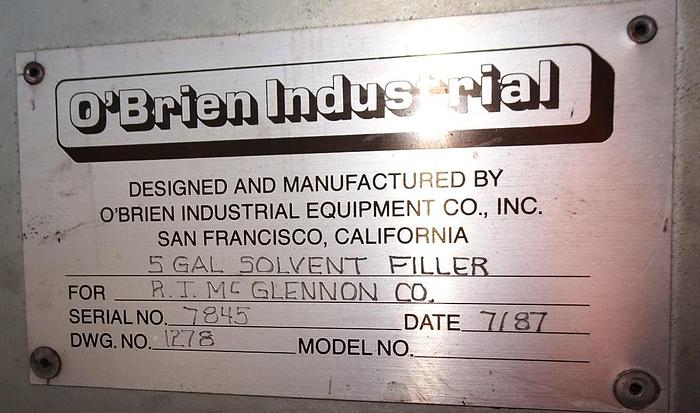 Used Filler, Can, Pail, 5 Gallon, Solvent Filler, O'Brien, #S742656