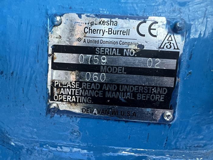 Used Pump, Positive, Waukesha, 060, 3 HP, 2-1/2" In/Out, Stainless #S745453