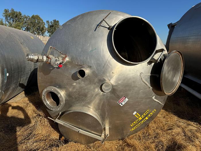 Used Tank, 2,000 Gallon, 316 Stainless Steel, 6' x 9', Dish Bottom, #5991034