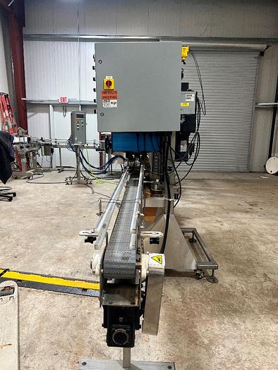 Used Filling Line, 12-Head, Overflow Filler, Inline Capper, Wrap Labeler #C745379