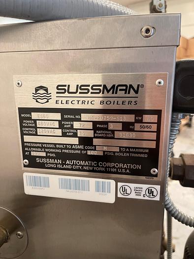 Used Boiler, Electric, Sussman, 100 PSI, 60 kW