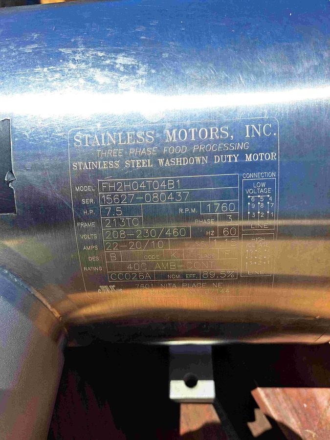 Used Pump, Centrifugal, Fristam, Model FPX3451-220, 250 GPM, 7.5 HP, #5991945