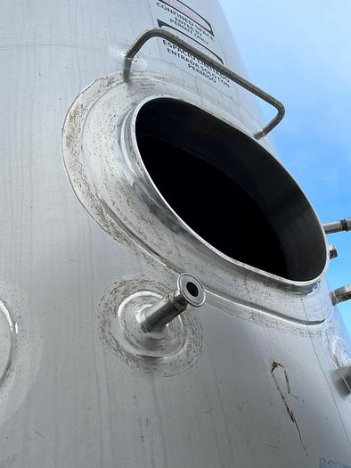 Used Stainless Steel 1,000 Gallon Jacketed Tank with Steep Cone Bottom