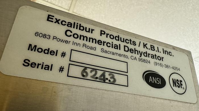 Used Dryer, Tray, Dehydrator, Excalibur, COMM2 #A744429