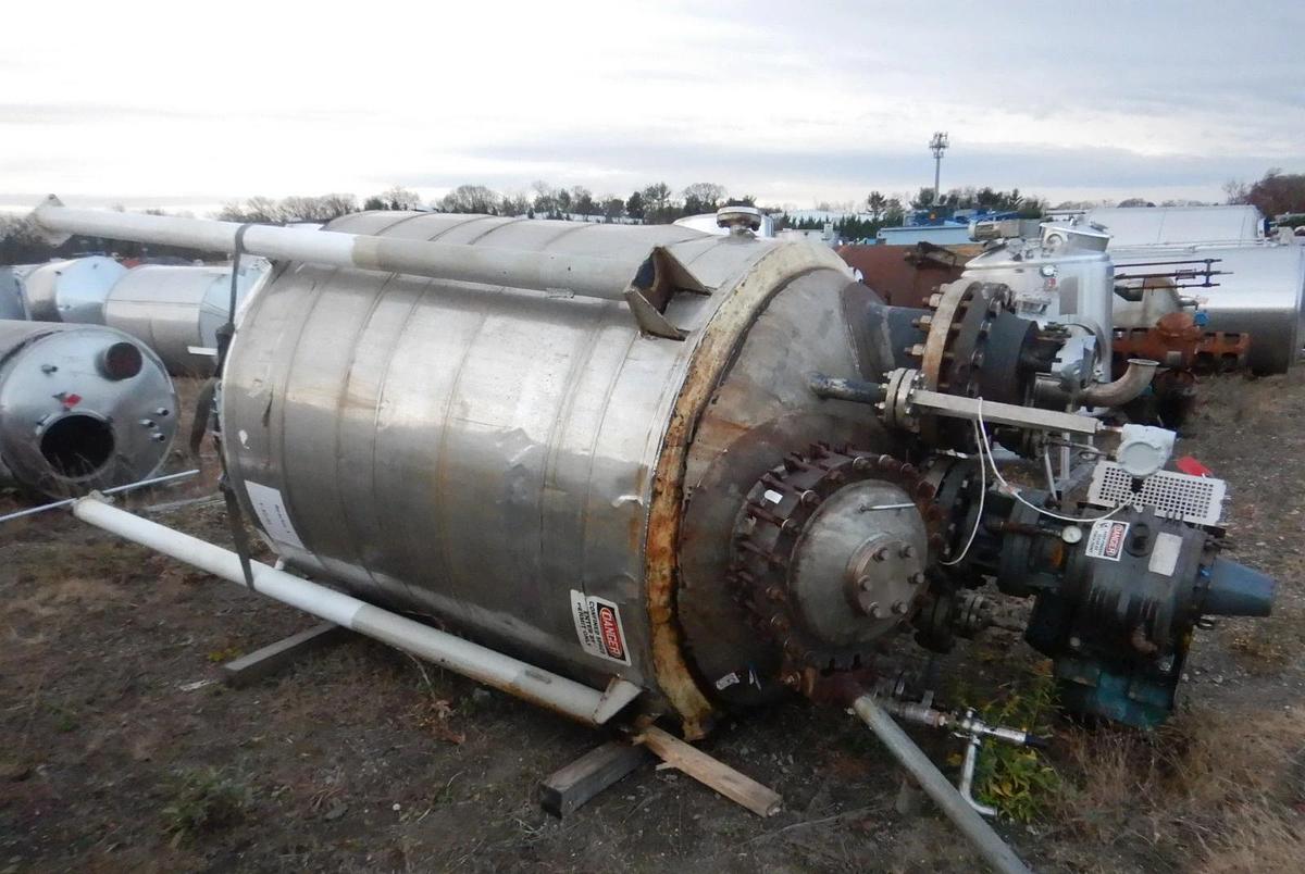 Used Reactor, 1,000 Gallon, 316L Stainless Steel, Brighton, Pfaudler Agitator, #5991814