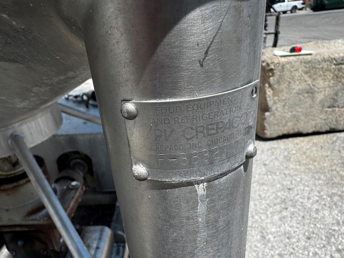 Used Tank, 200 Gallon, APV Crepaco, Liquifier, Single Wall, Stainless Steel, #5991452