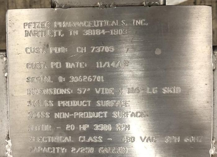 Used CIP Skid, 2-Tank, 230-Gallon, 316L Stainless Steel, A&B Process Systems - #4750220