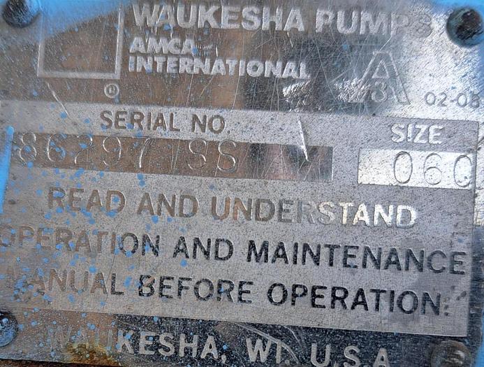 Used Pump, Positive, Waukesha, Mdl 060, 316 S/st, 2.5" #S745178