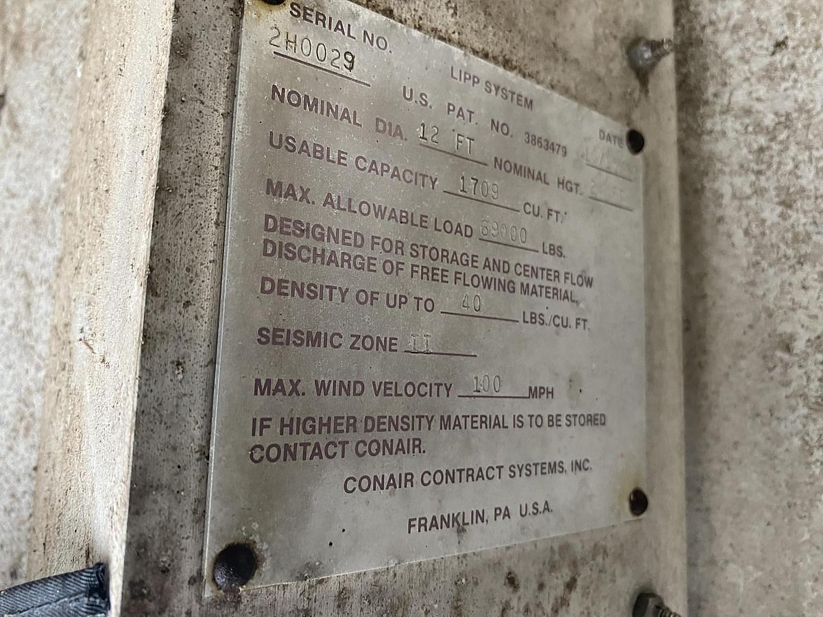 Used Tank, 11,000 Gallon, 12' Diameter x 24' High, Spiral Aluminum, Vertical Cone Bottom, Conair, Silo, #5991771