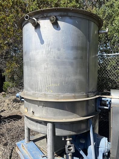Used Tank, 800 Gallon, 316 Stainless Steel 5' X 6', Hot Break, Coil, #S691360