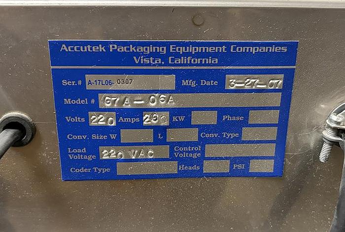 Used Filling Line, Bottle, Accutek, 2 oz, Filler, Labeler, Capper, #5991316