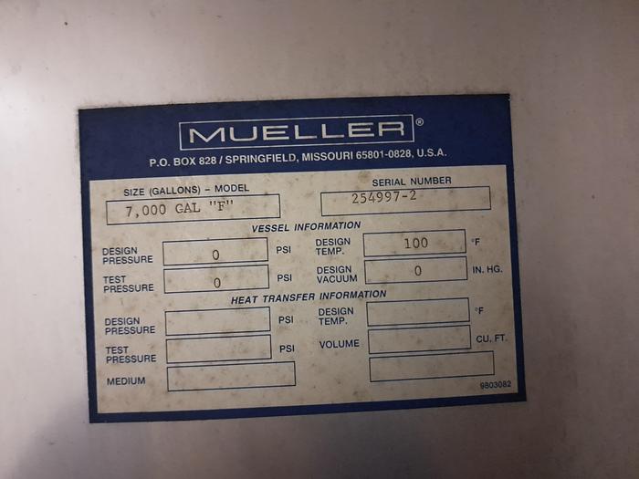 Used (2) 7,000 Gallon 316 Stainless Steel Tanks with DIsh Bottom