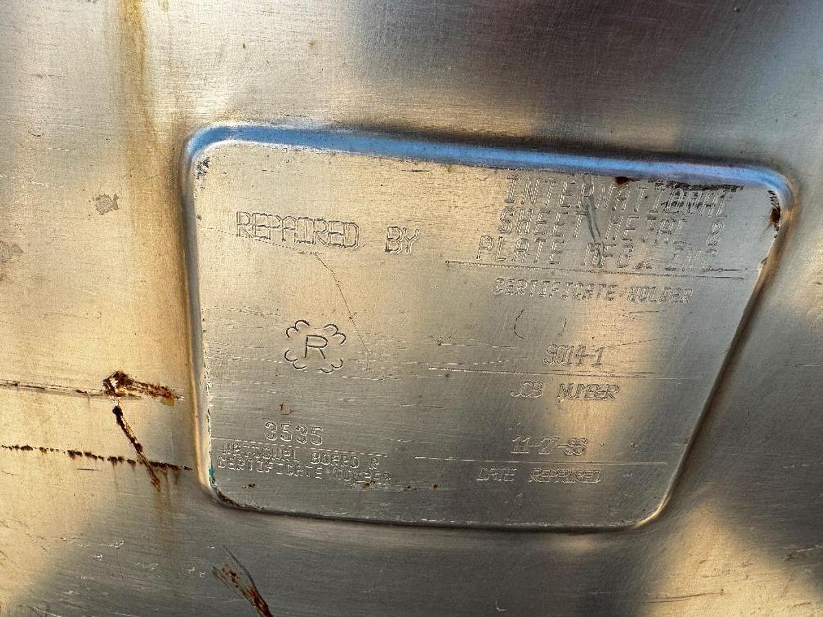 Used Tank, 198 Gallon (750-Liter), 316 Stainless Steel, 30 PSI, Internal Coil, Lee Industries, #5991485