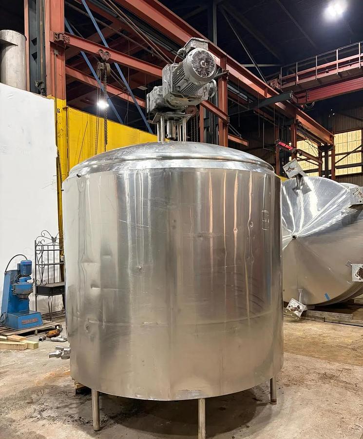 Used Kettle, 1,500 Gallon, Stainless Steel, Half-Pipe Jacketed, Mojonnier, #
