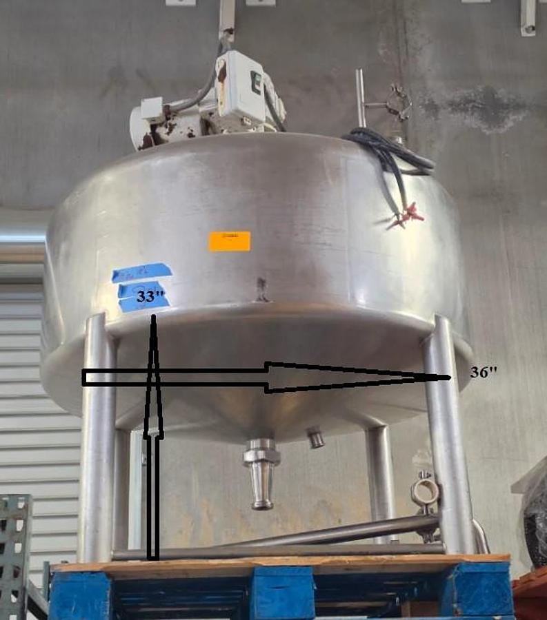 Used Tank, 200 Gallon, Stainless Steel, Agitated, Crepaco, Sweep Agitation, #5991727