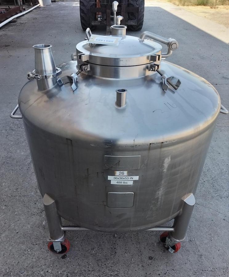 Used Tank, 198 Gallon (750-Liter), 316 Stainless Steel, 30 PSI, Internal Coil, Lee Industries, #5991485
