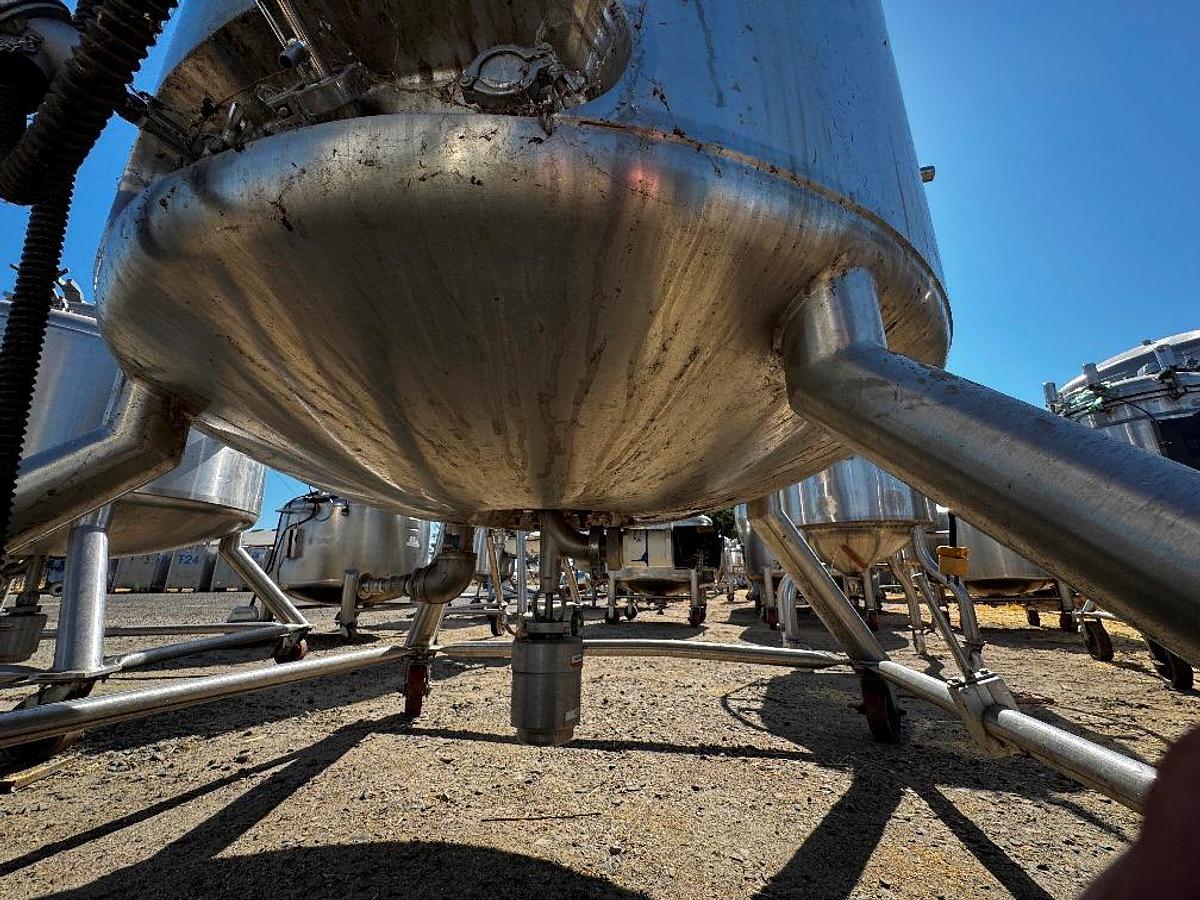 Used Tank, 181 Gallon, 316 Stainless Steel, Jacketed, Agitated, 32 PSI, Full Vacuum, #5991495