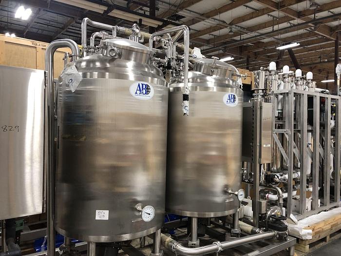 Used CIP Skid, 2-Tank, 230-Gallon, 316L Stainless Steel, A&B Process Systems - #4750220