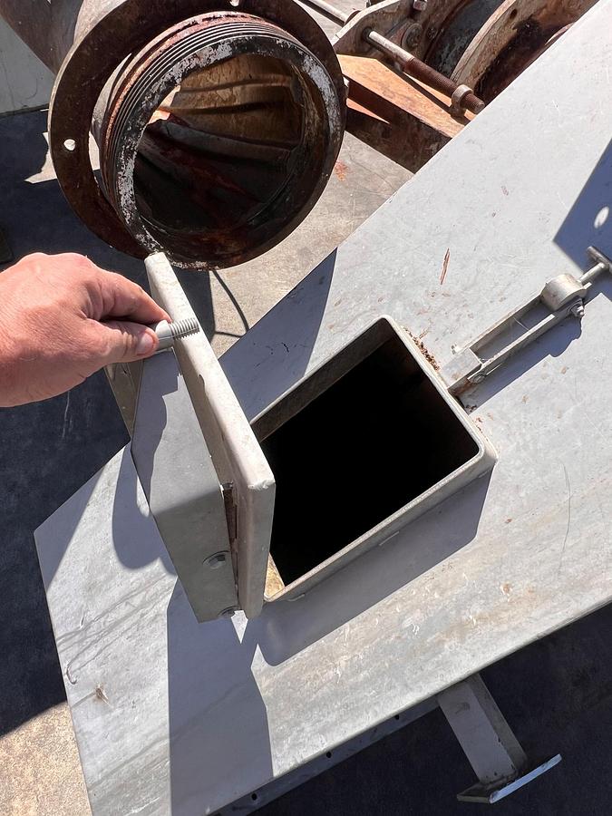 Used Hopper, Feed Hopper, Dual Discharge w/ Gate, Stainless Steel, Sound Ocean Metal Fabricators, #5991527