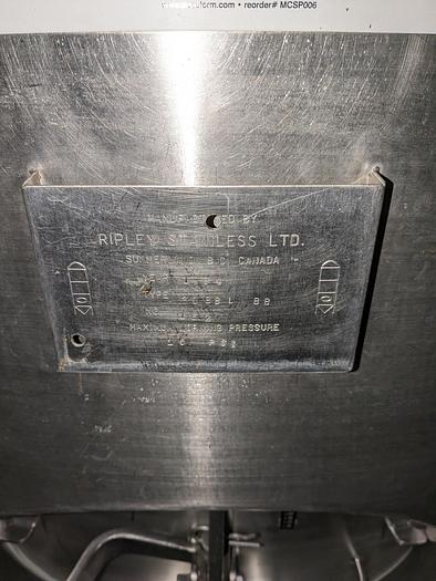Used Tank, 930 Gallons, S/st, DT/DB, Ripley, 30 BBL Brite Tank #C745093