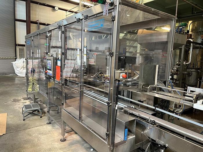 Used Filamatic 2-Head Cubitainer Filler and Capper with Conveyor