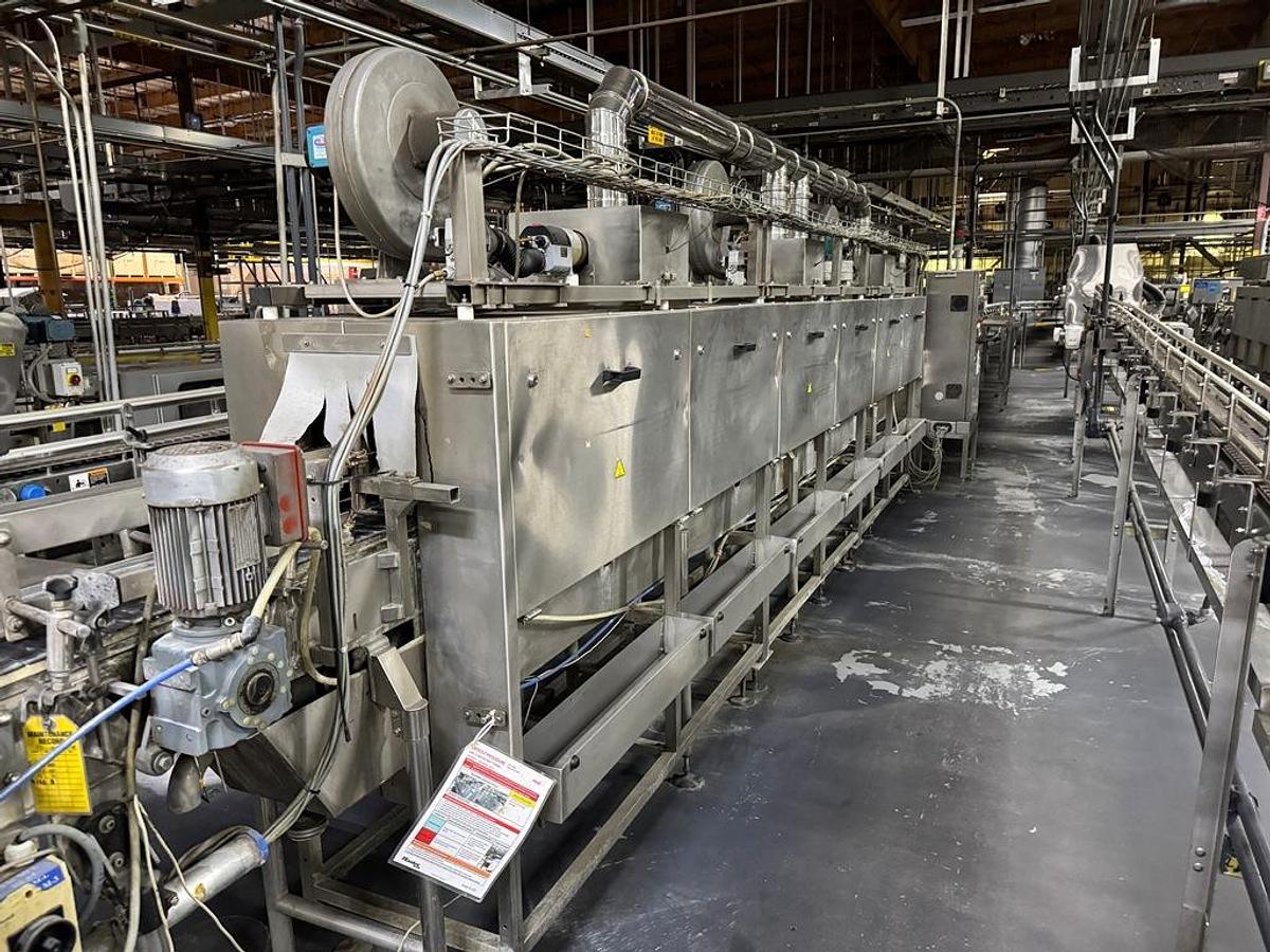 Used Bottling Line, 600–800 BPM, US Bottlers Filler, Sidel Labeler, Kisters TSP100V Shrink Wrapper, #5991609