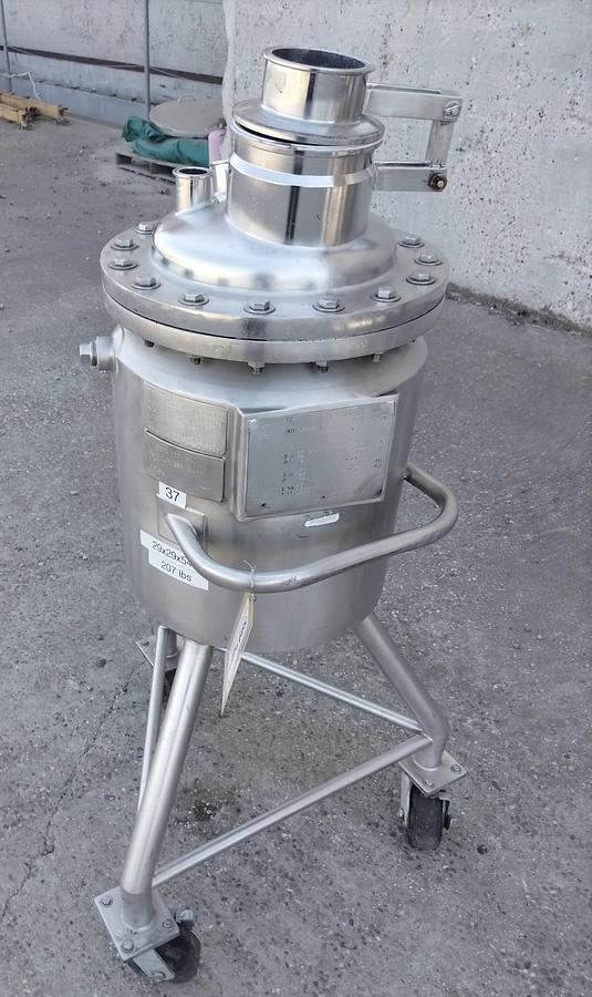 Used Tank, Approx. 13 Gallon (50 Liter), 50 PSI/FV, 70 PSI Jacket, Stainless Steel, #5991461