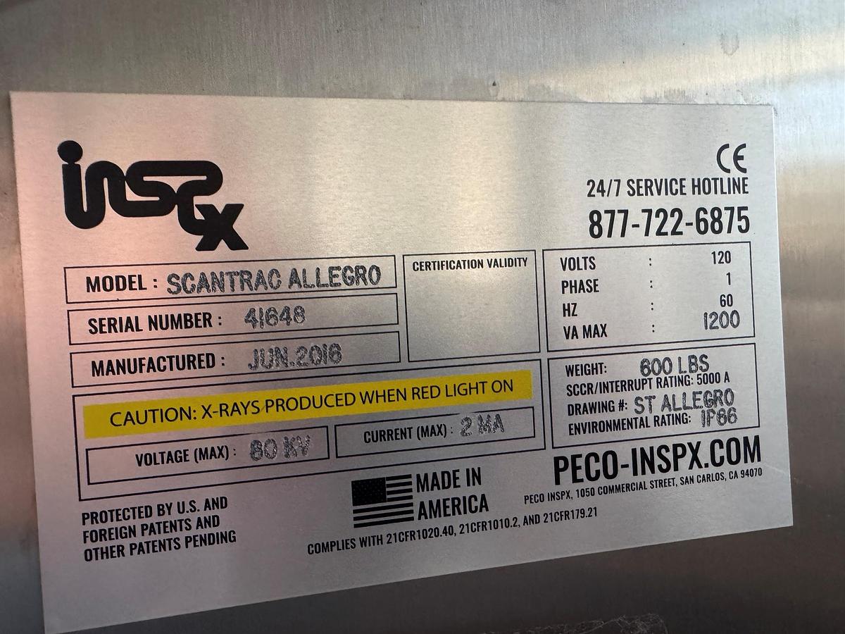 Used Detector, X-Ray Inspection System, PECO InspX ScanTrac Allegro, #5991601