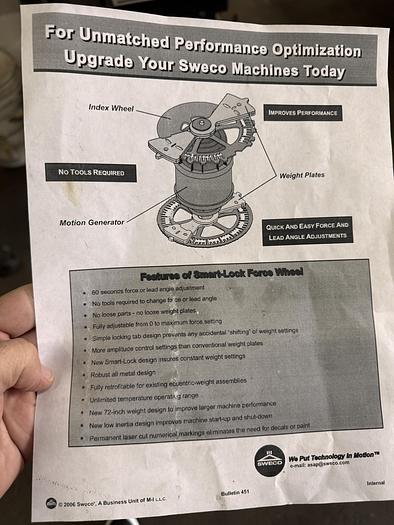 Used Screen, Sweco, 48", Stainless Steel, Double Deck, 2.5 HP, #5880215