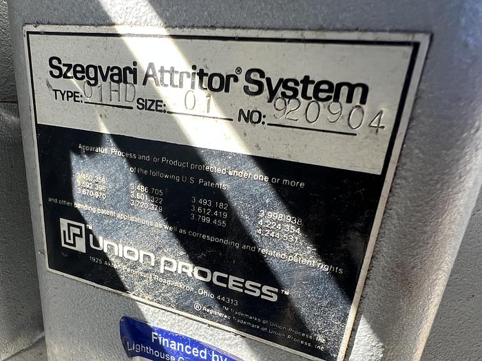 Used Mill, Attritor, Szegvari, Mdl 01HD, 1/4 HP, #S738240