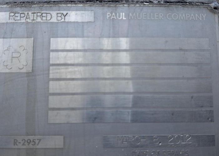 Used Tank, 1,600 Gallon, S/st, Agit, Jkt, Mueller #S745165