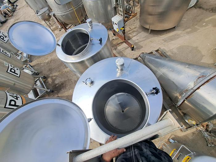 Used Tank, 400 Gallon, 316 Stainless Steel, Dome Top, Cone Bottom, Portable, #5991307
