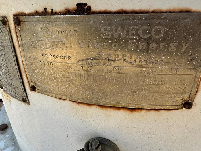 Used Screen, Sweco, 30", Carbon Steel, Single Deck, 1/2 HP, #5880217