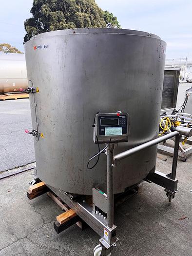 Used Reactor, 528 Gallon (2000 Liter), Single Use, Stainless Steel, Pall Life Sciences, 55" x 56" Jacketed, #5991262