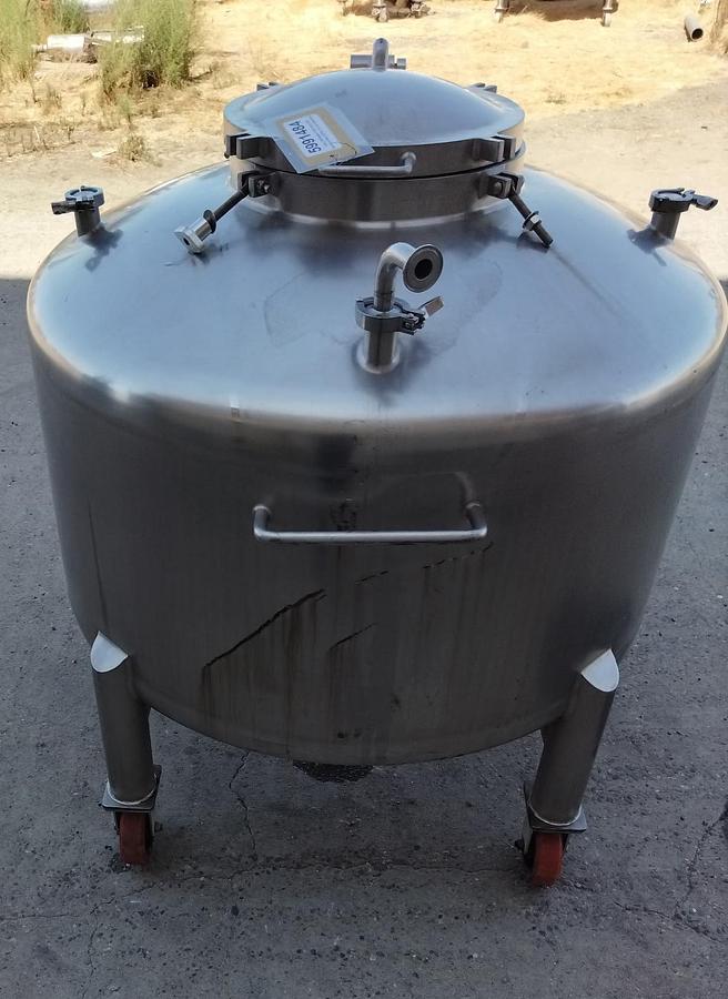 Used Tank, 132 Gallon (500 Liter), 316L Stainless Steel, Jacketed, Full Vacuum, 50 PSI, Lee, #5991493