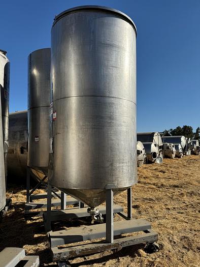Used Tank, 750 Gallon, 316 Stainless Steel, Cone Bottom, 4' x 8', #5990992