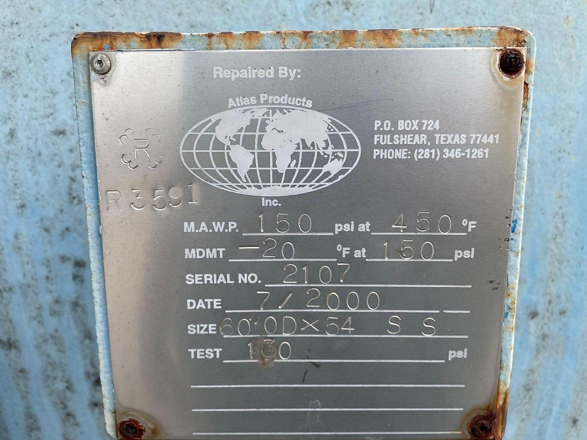 Used Autoclave, 60" x 54', Horizontal, 150 PSI, Mild Steel, Chain-Driven Rack, #