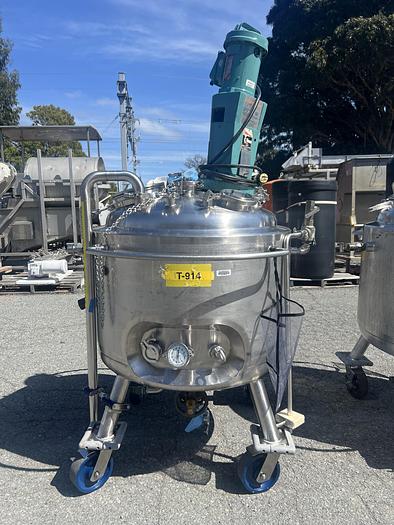 Used Reactor, 50 Gallon (200 Liters), 316L Stainless Steel, Jacketed, 45 PSI Internal, Agitated #S745438