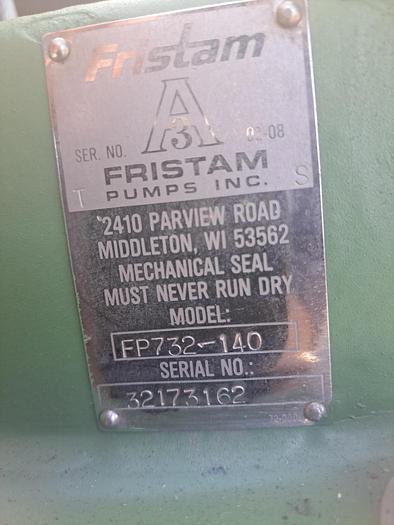 Used Pump, Centrif., 7.5 HP, Fristam, 2-1/2" x 2", Sani (2) B #S737113