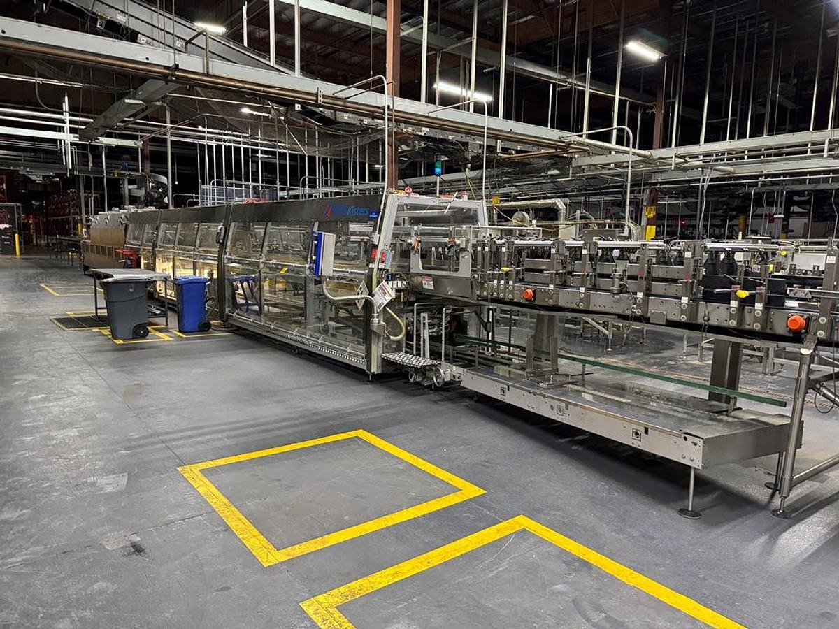 Used Bottling Line, 600–800 BPM, US Bottlers Filler, Sidel Labeler, Kisters TSP100V Shrink Wrapper, #5991609