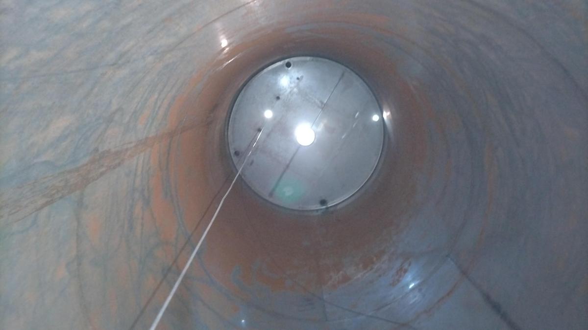 Used Tank, 4,200 Gallon, Stainless Steel, 6' Dia x 20' H, Valley Foundry, UL rated, #5991327