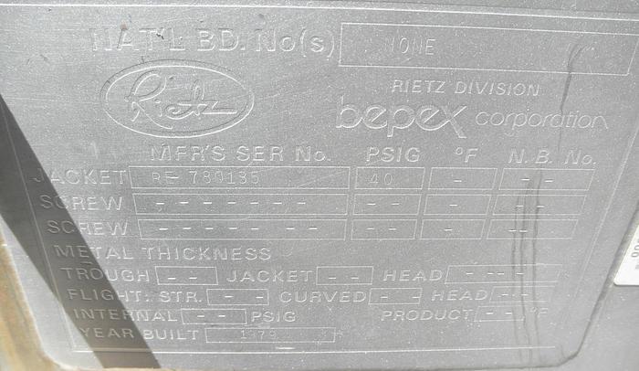 Used Extructor, Rietz, RE-6, S/st, Jkt, 10 HP, #S731906