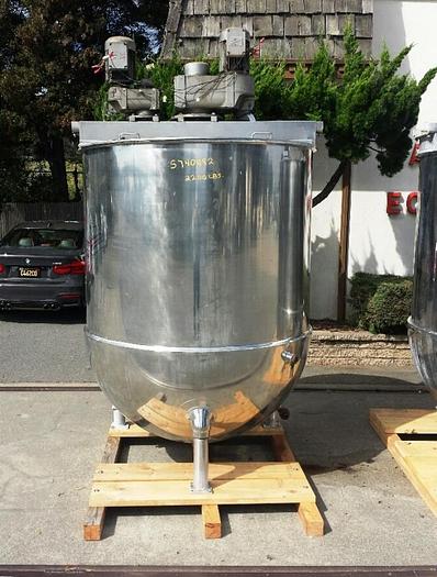 Used Kettle, 750 Gallon, S/St, Jkt, Dbl Agit, Groen, Scraper