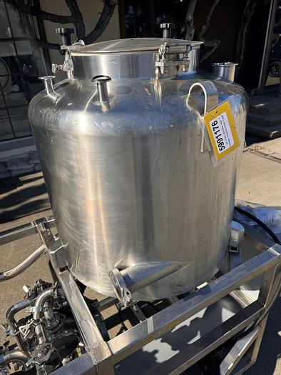 Used CIP, 1-Tank, 100 Gallon, Heat Exchanger, Chromalox Heater, Pumps, #5991176