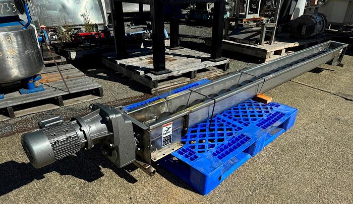 Used Conveyor, Screw, 6" Diameter X 11' Long, Stainless Steel, 1 HP, #5991110