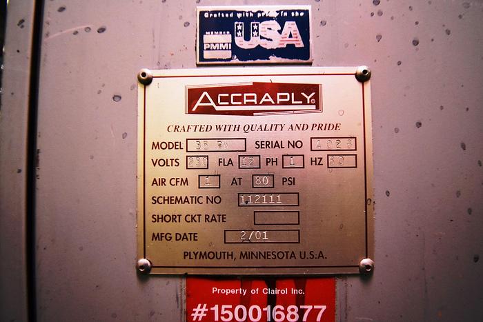 Used Labeler, Pressure Sensitive, Front & Back, Accraply, Model 35PW #5991064