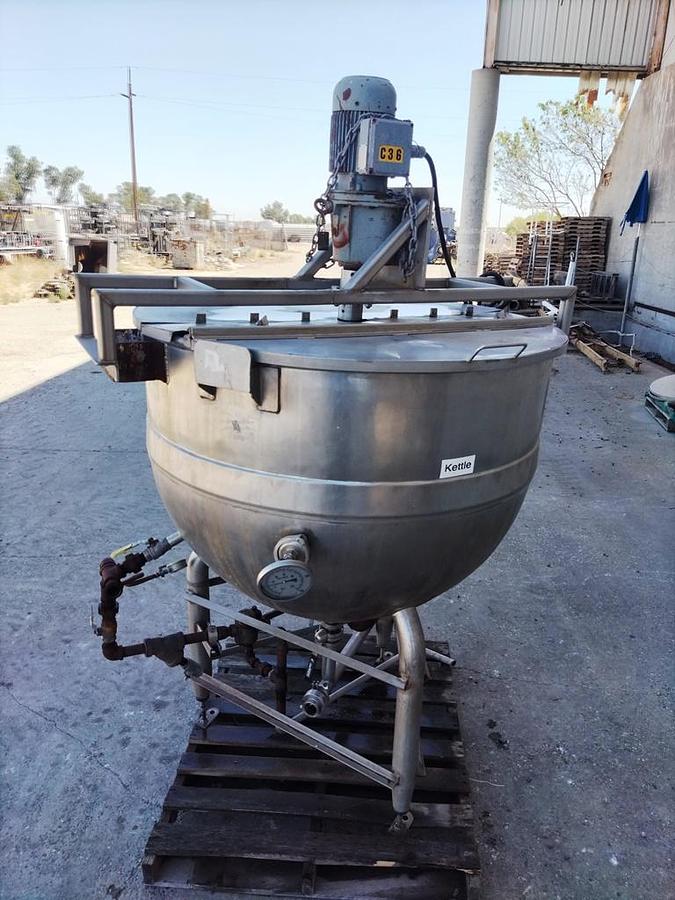 Used Kettle, 200 Gallon, Jacketed, Stainless Steel, Agitator, Lee Industries, 2 HP, #5991933